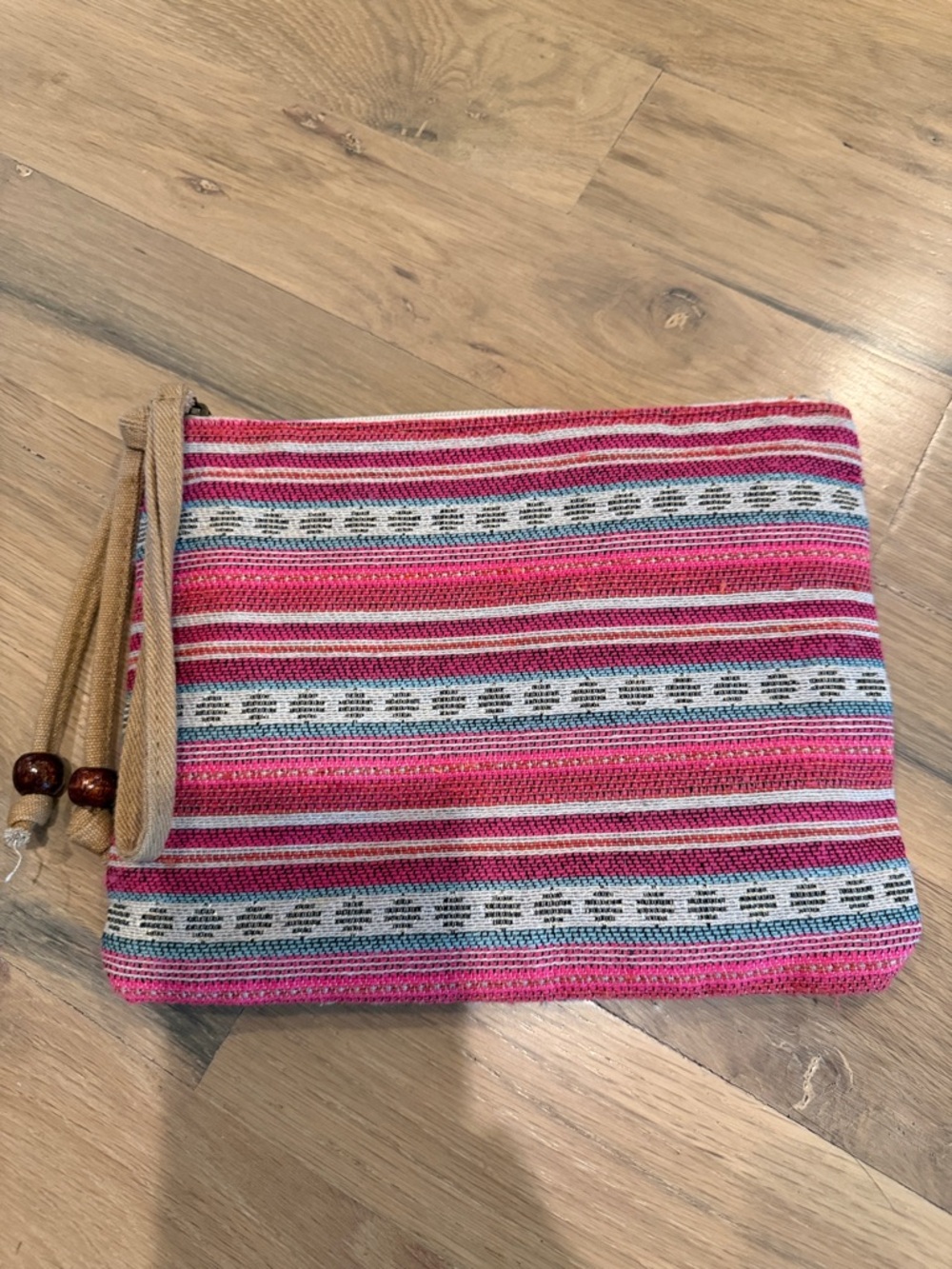 Woven Stripe Zip Pouch - Pink